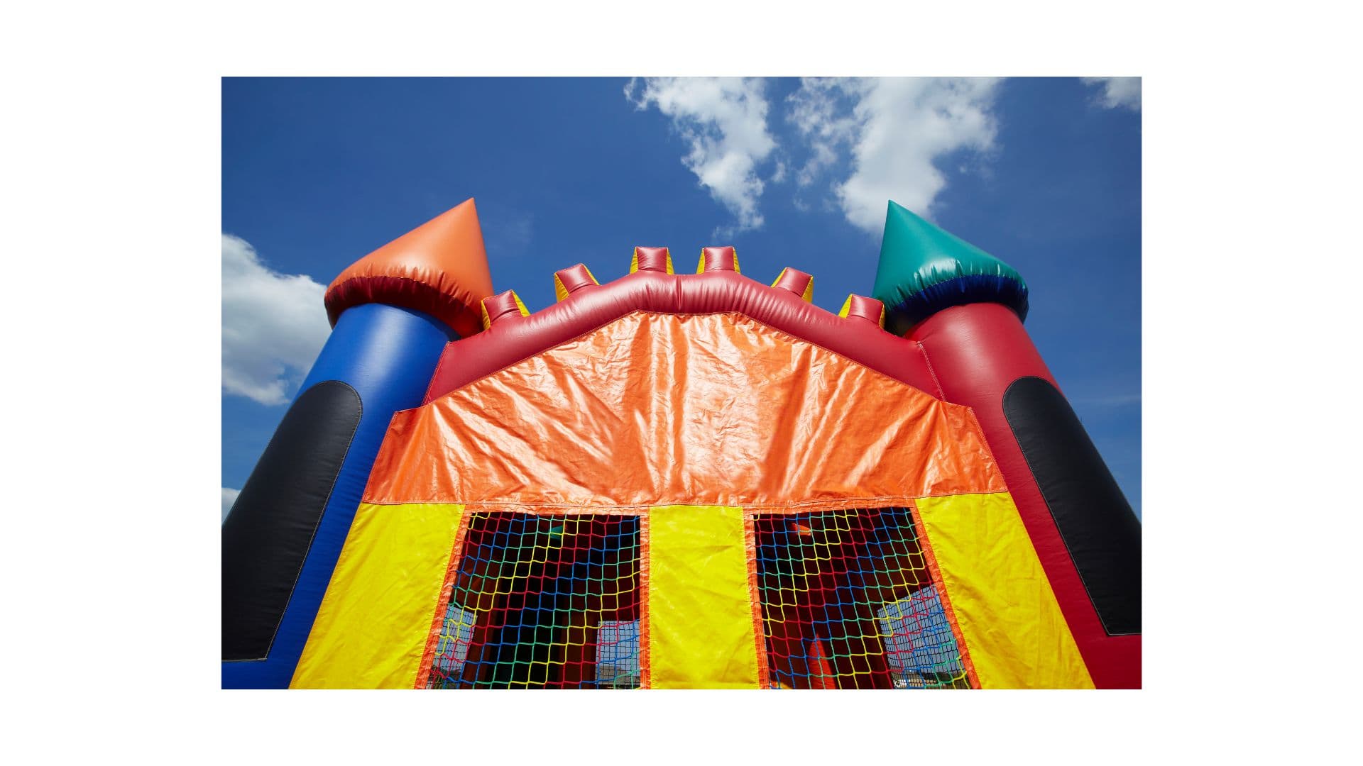 Bounce house setup crew on site